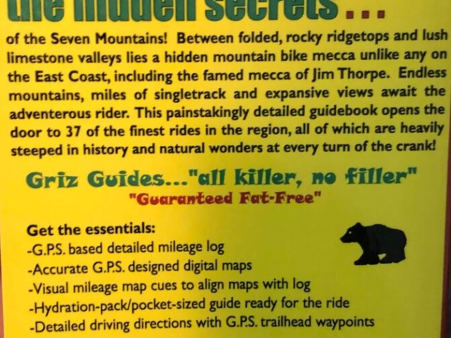 Griz Guides Seven Mountain Enduro Epic Route - Griz Guides Bald Eagle State Forest Book - Back